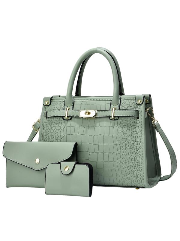 Dorothy | Croco Embossed Crossbody Handbag Set - Pale Green