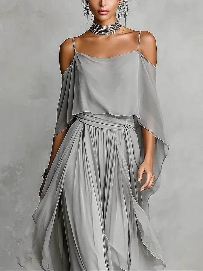 Isabela | Gray Tank Top & Flowing Pants Set