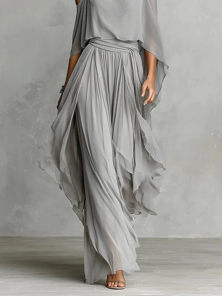 Isabela | Gray Tank Top & Flowing Pants Set