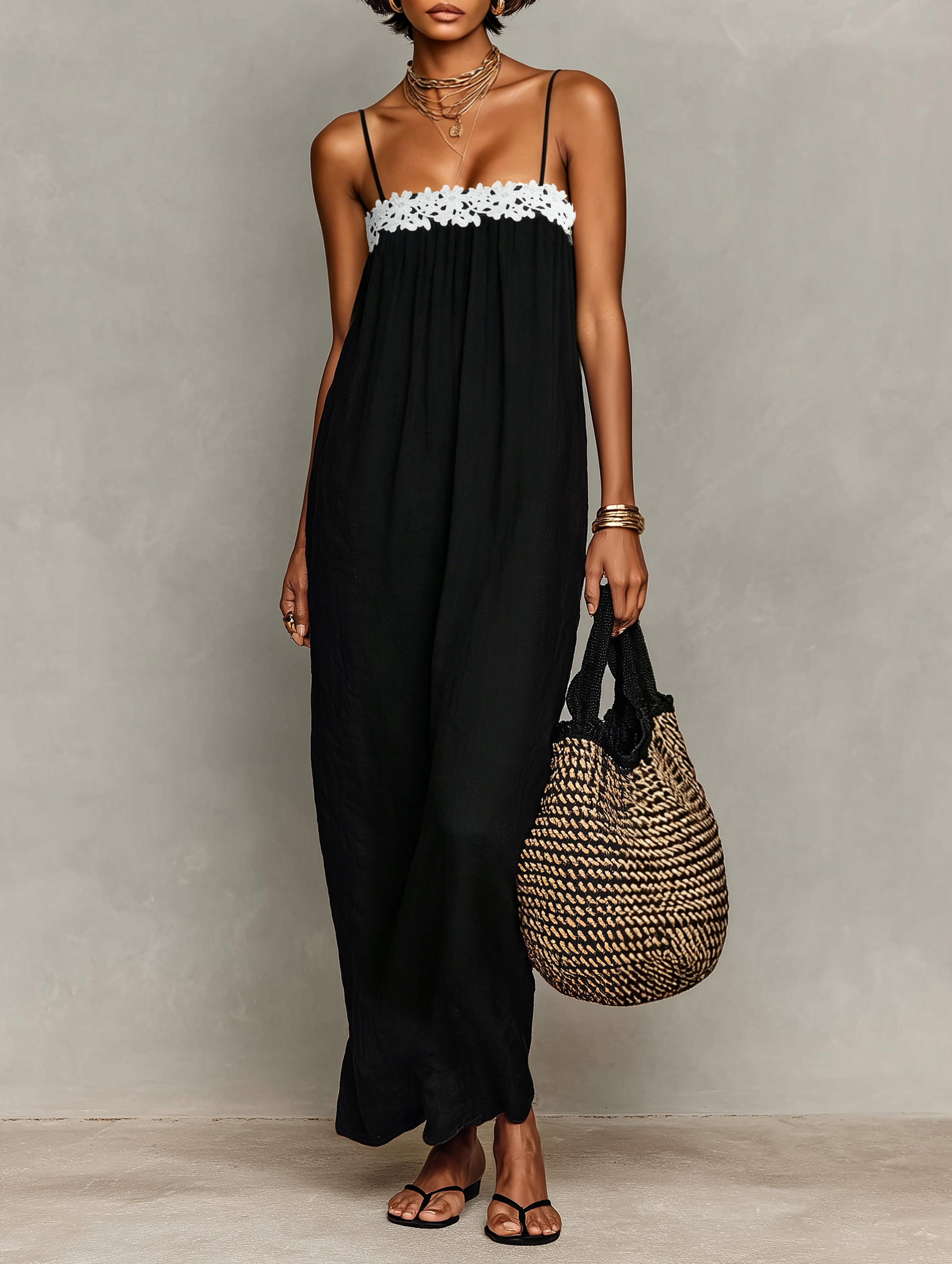 Marlene | Elegant Lace-Paneled Maxi Dress