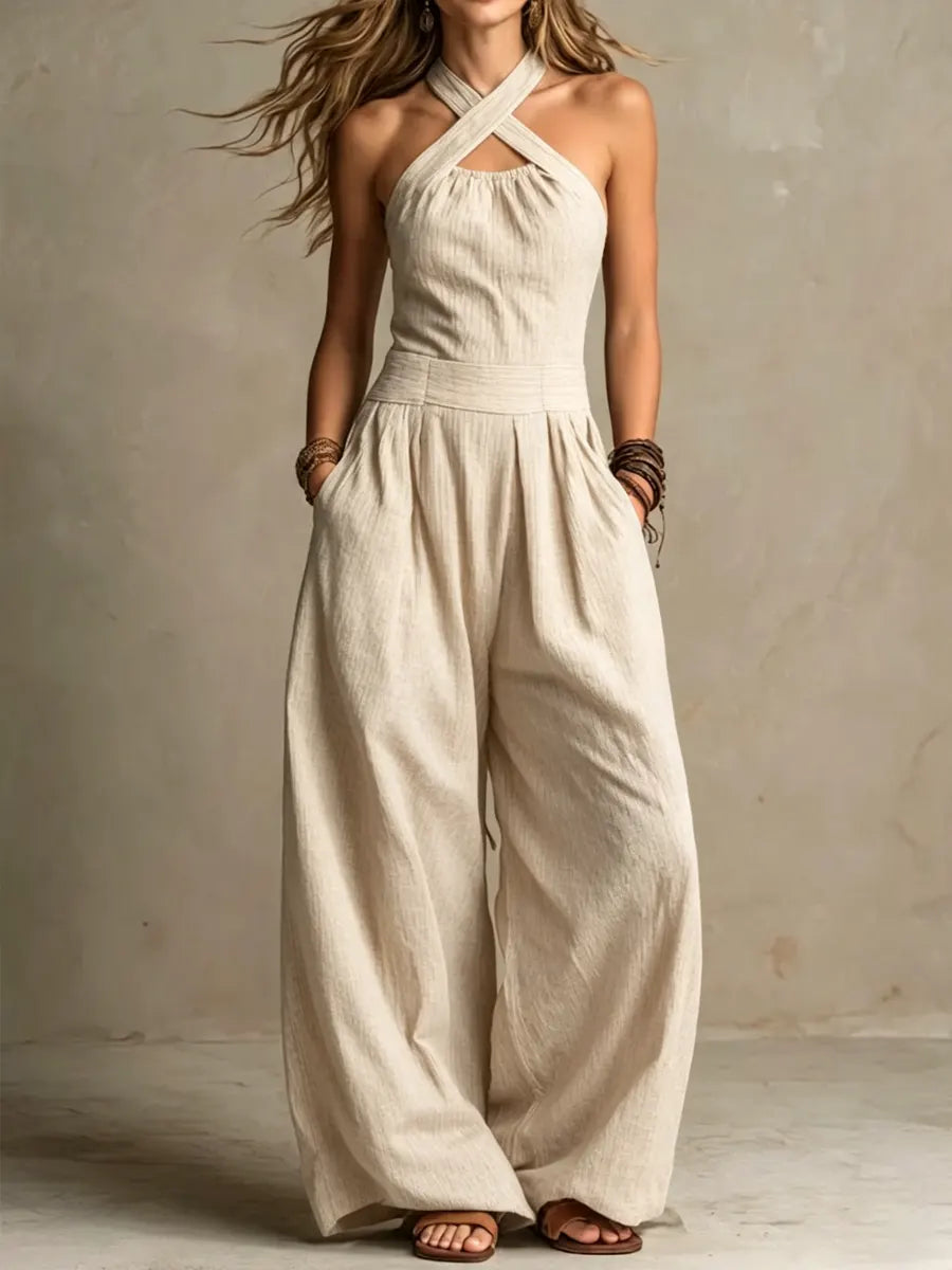 Isabella | Cross-Neck Halter Jumpsuit