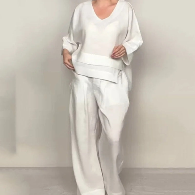 Liza | V-Neck Top and Ttrouser Set