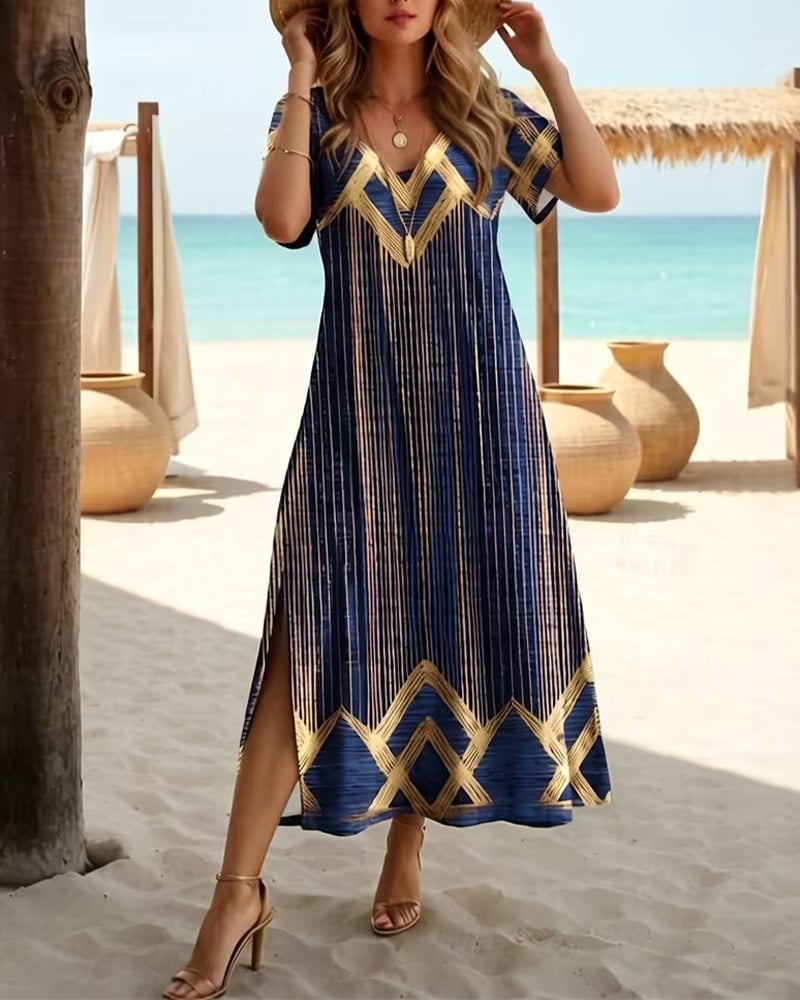 Seraphina | V-Neck Printed Maxi Dress