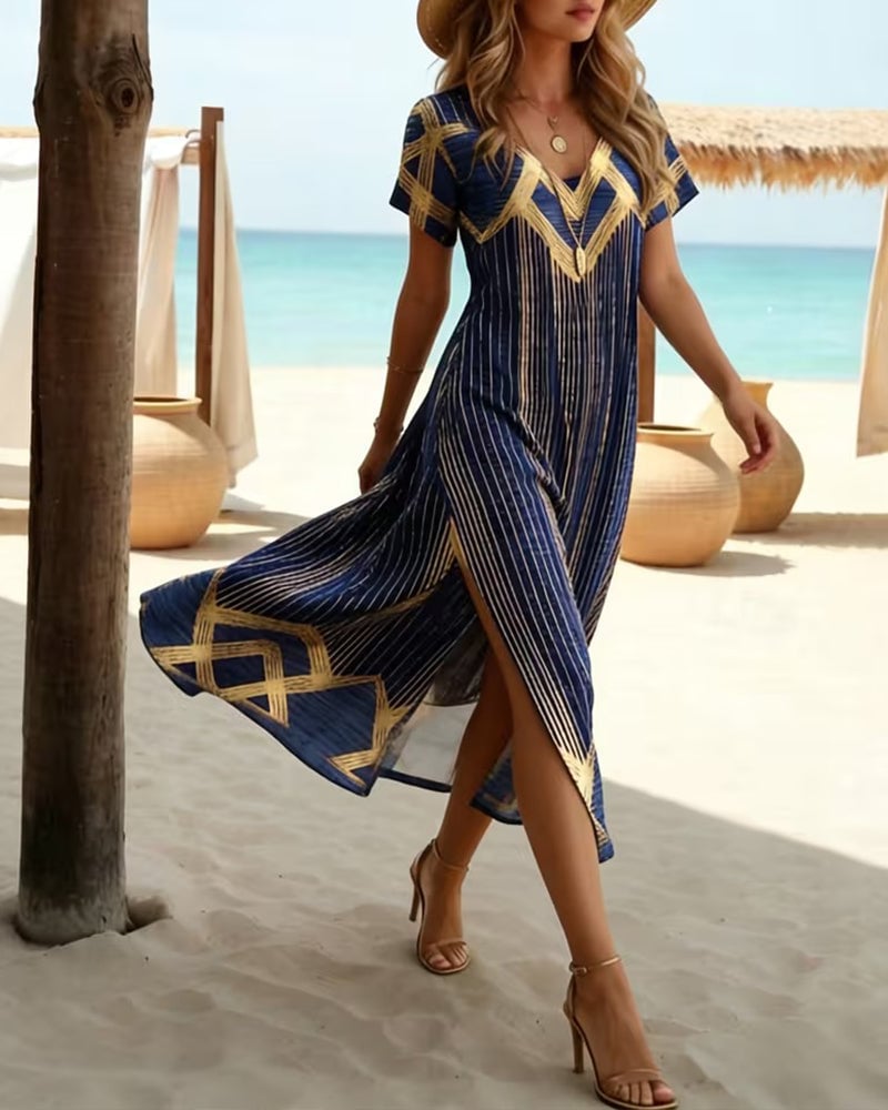 Seraphina | V-Neck Printed Maxi Dress