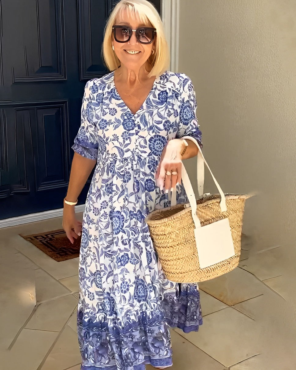 Ellie | Elegant Floral V-Neck Dress