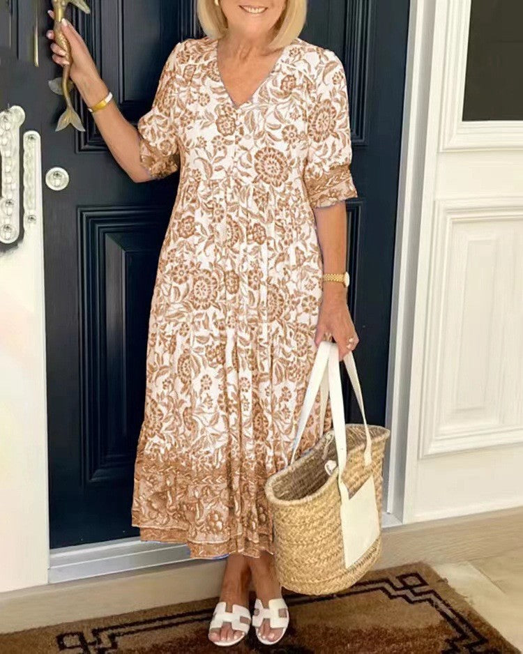 Ellie | Elegant Floral V-Neck Dress