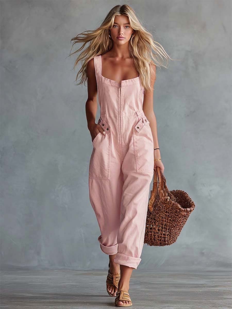 Karen | Vintage-Inspired Light Denim Jumpsuit
