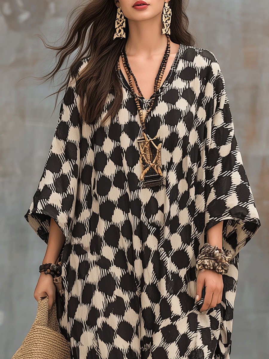 Sonia | Relaxed Polka Dot Kaftan Maxi Dress