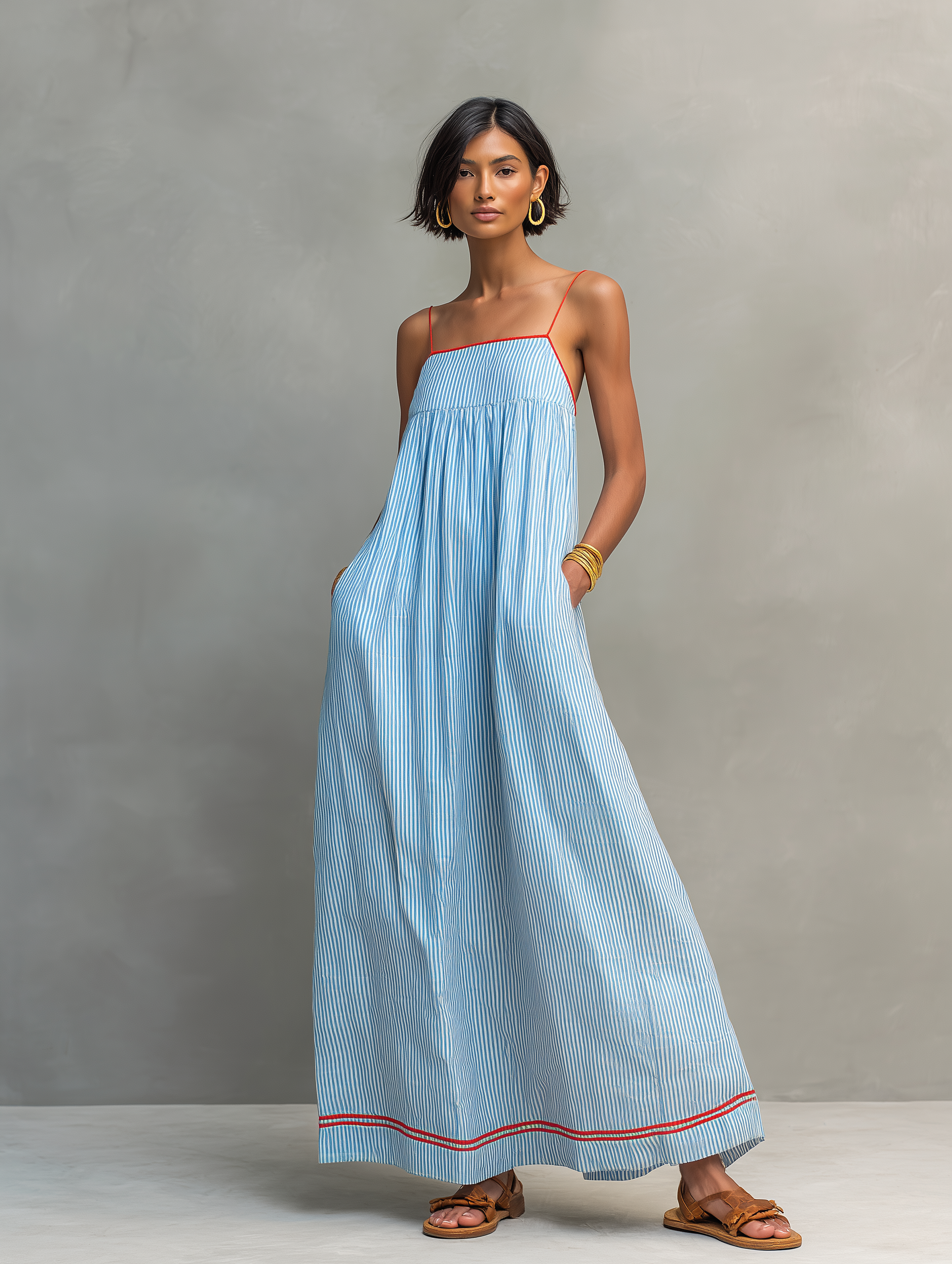 Amelia | Minimalist Striped Maxi Dress