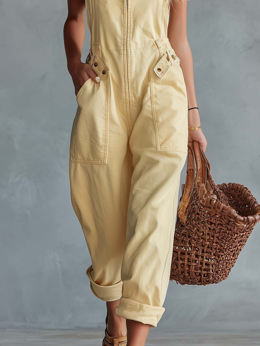 Karen | Vintage-Inspired Light Denim Jumpsuit