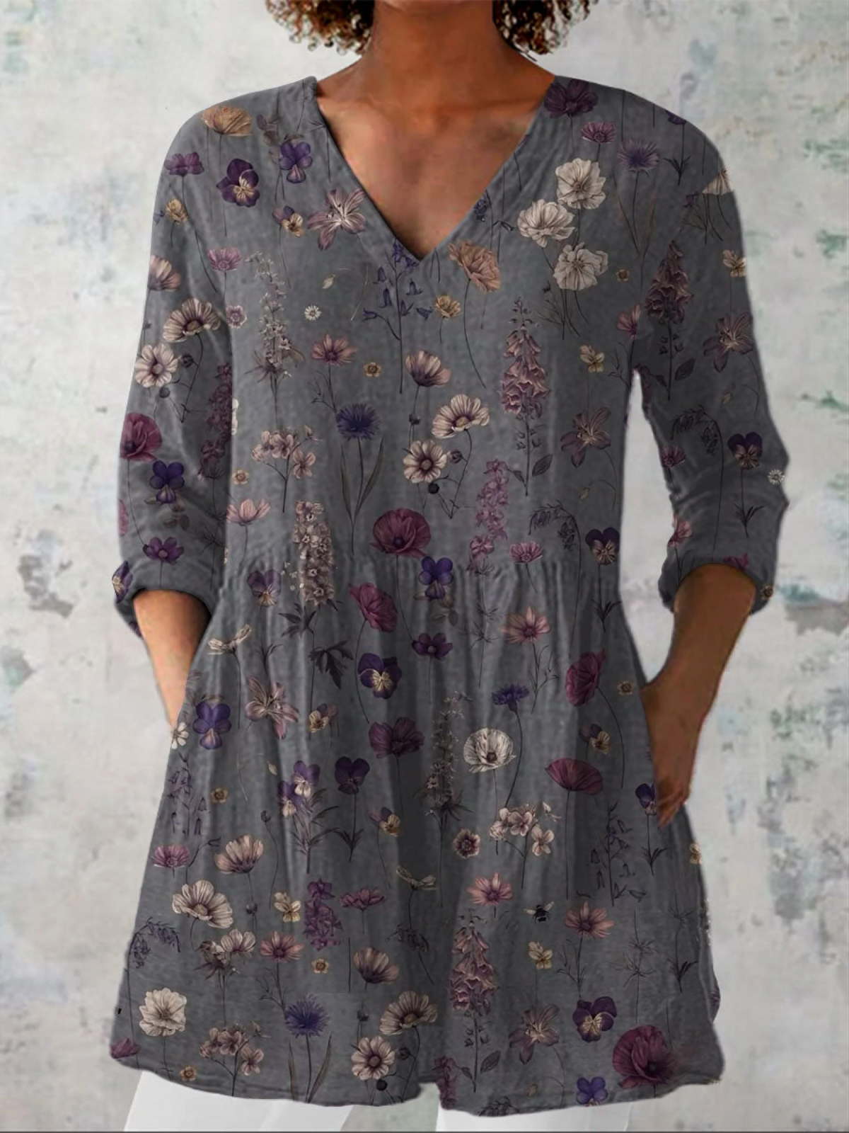Jessara - Long Sleeve Blouse with V-Neck