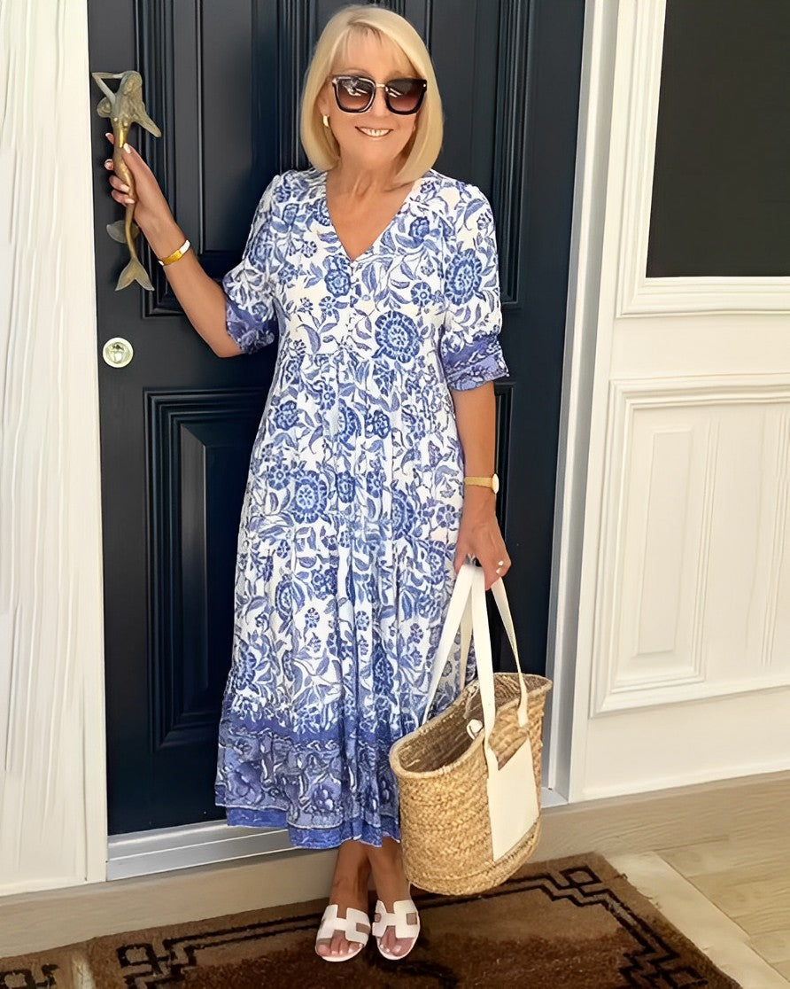 Ellie | Elegant Floral V-Neck Dress