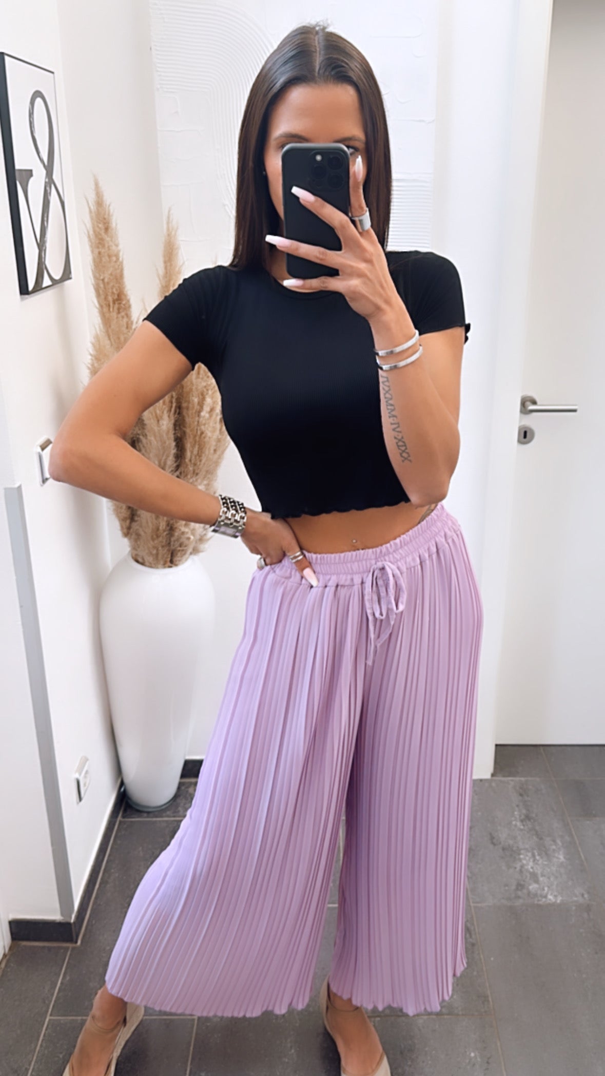 Hannah | Purple Pleated Summer Pants
