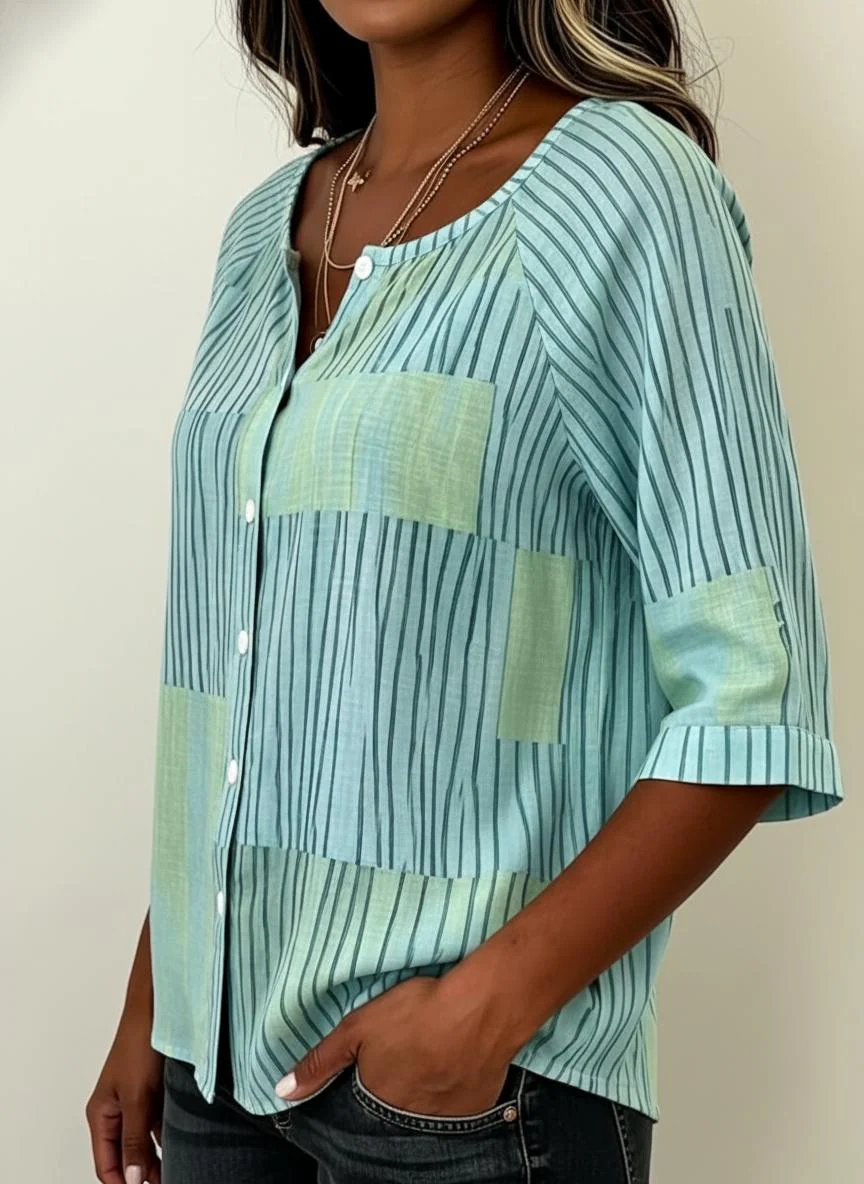 Kaila | Patchwork Stripe Print Blouse