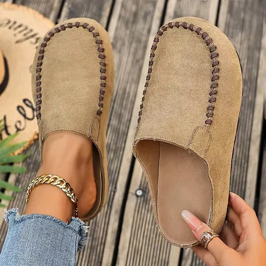 Diane | Vintage Orthopaedic Leather Mules - Beige