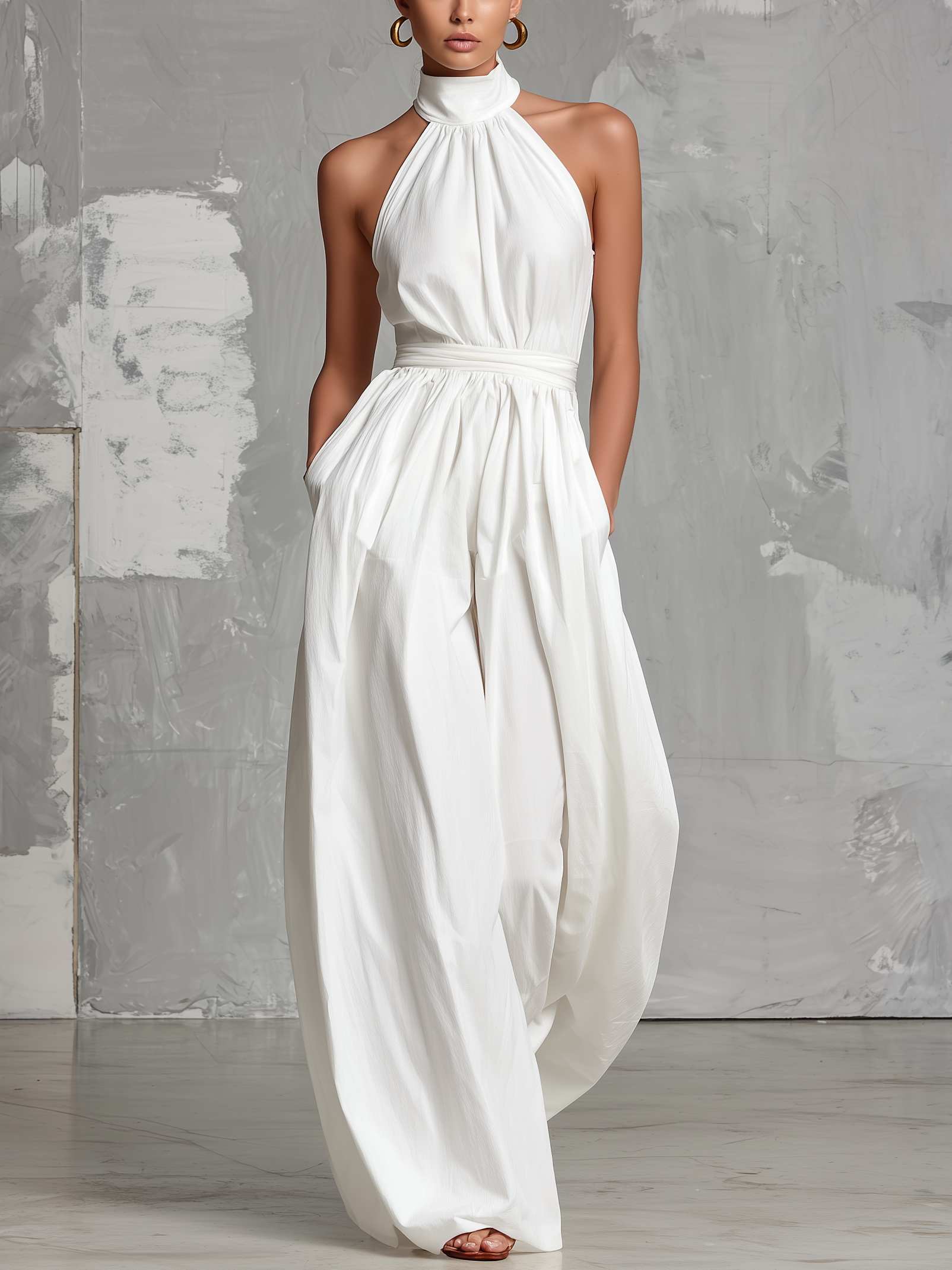 Zoltán | Elegant Sleeveless Halter-Neck Jumpsuit