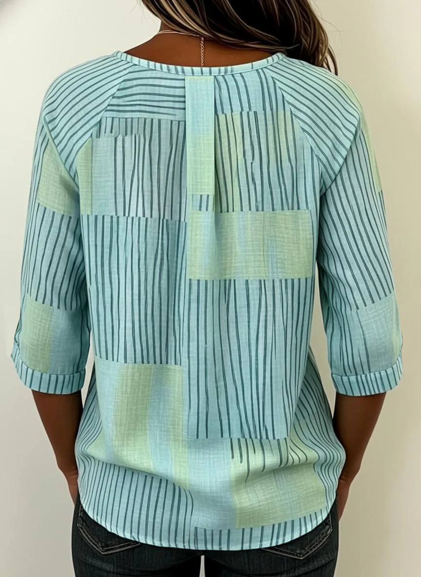 Kaila | Patchwork Stripe Print Blouse