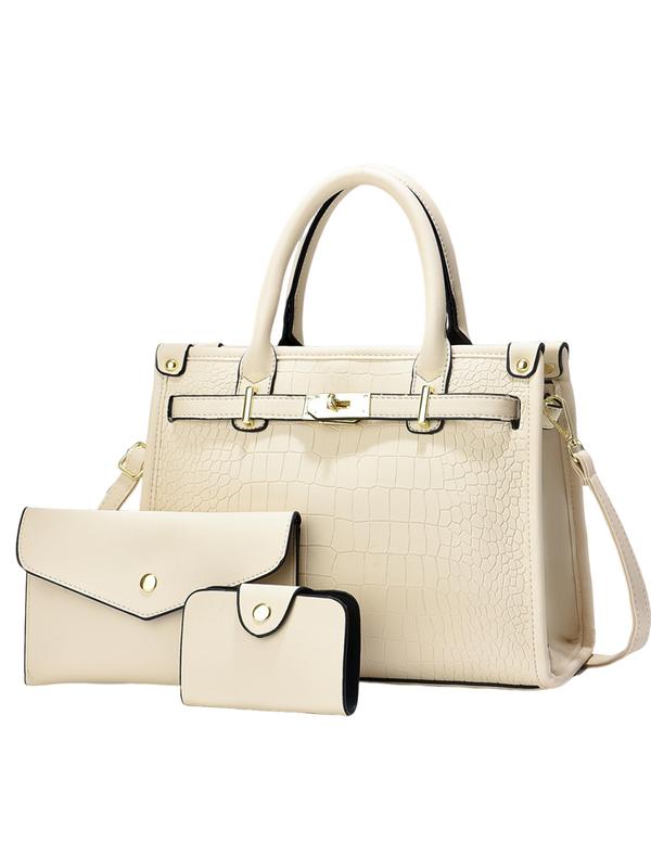 Dorothy | Croco Embossed Crossbody Handbag Set - White