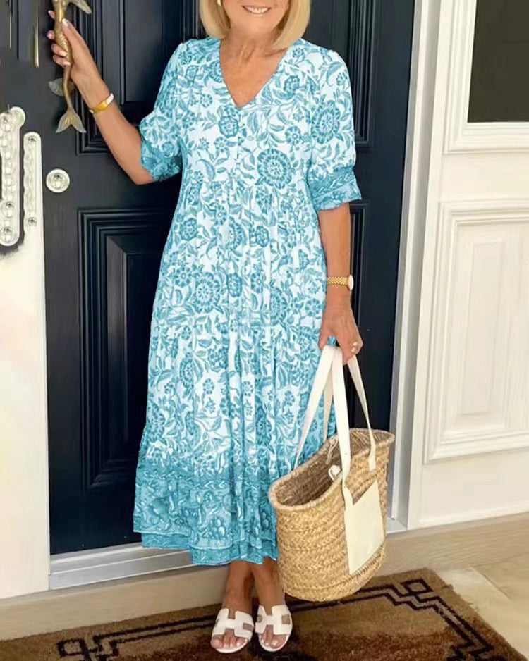 Ellie | Elegant Floral V-Neck Dress