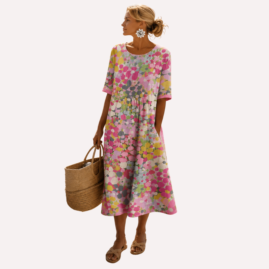 Elena | Chic Botanical Midi Dress
