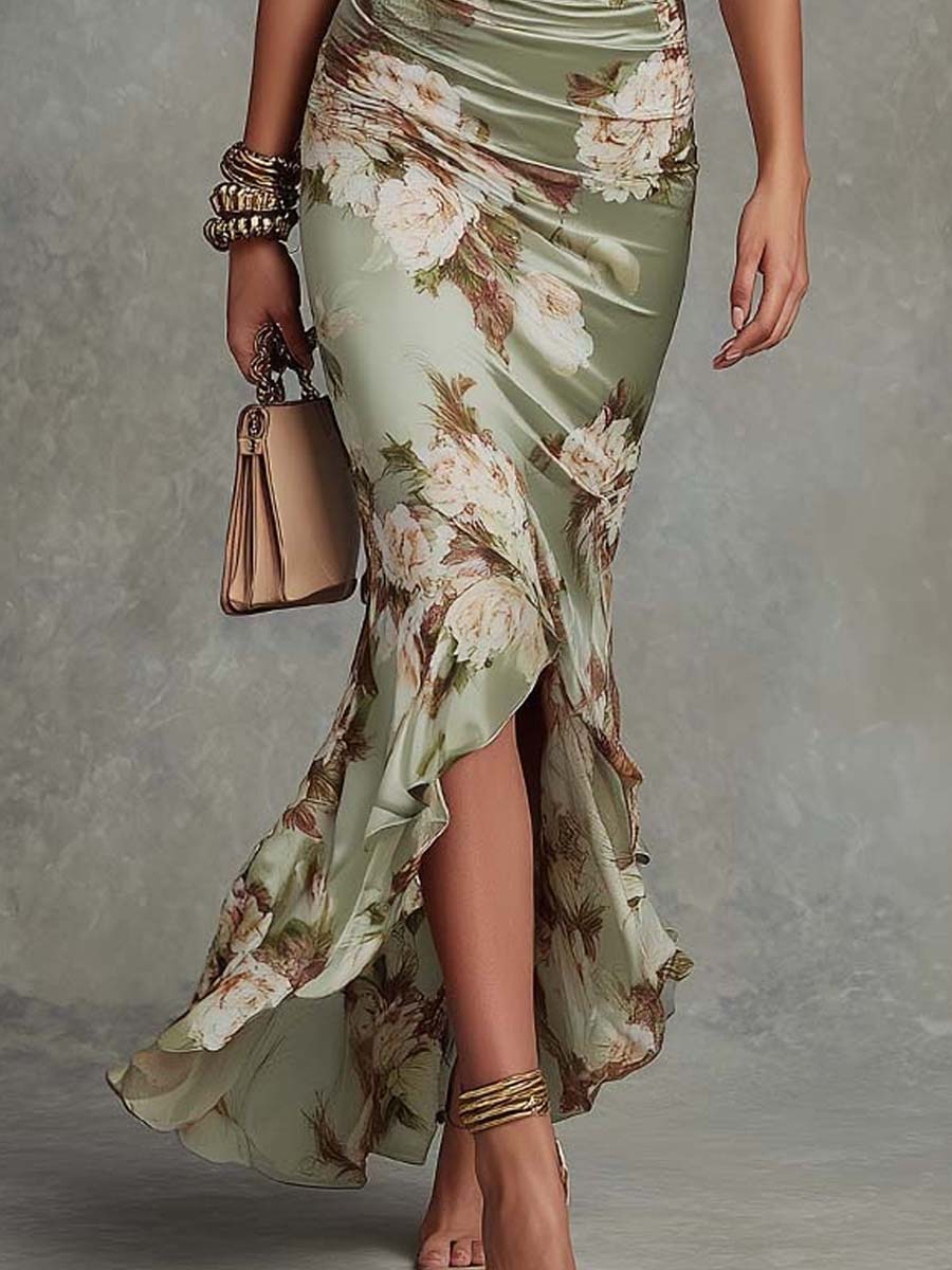 Anastasia | Asymmetric Satin Maxi Dress