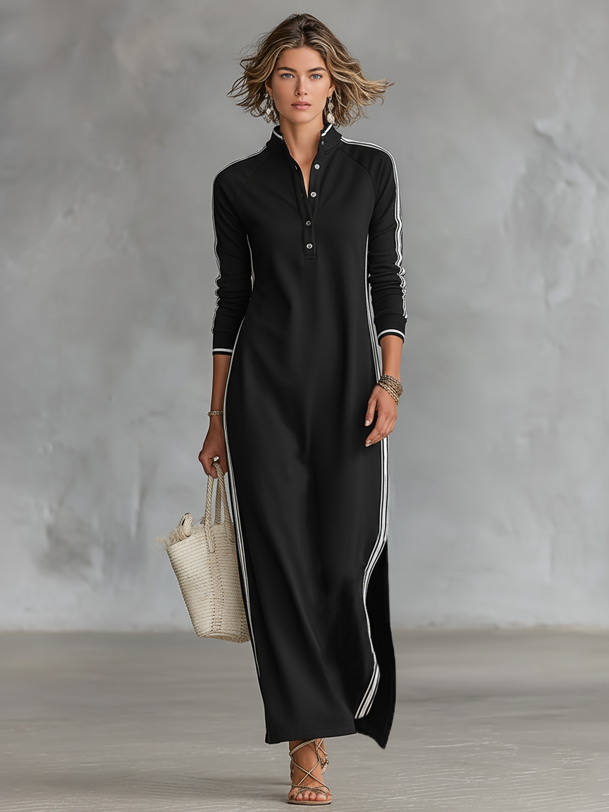 Elise | Button-Down Maxi Sweatshirt Dress