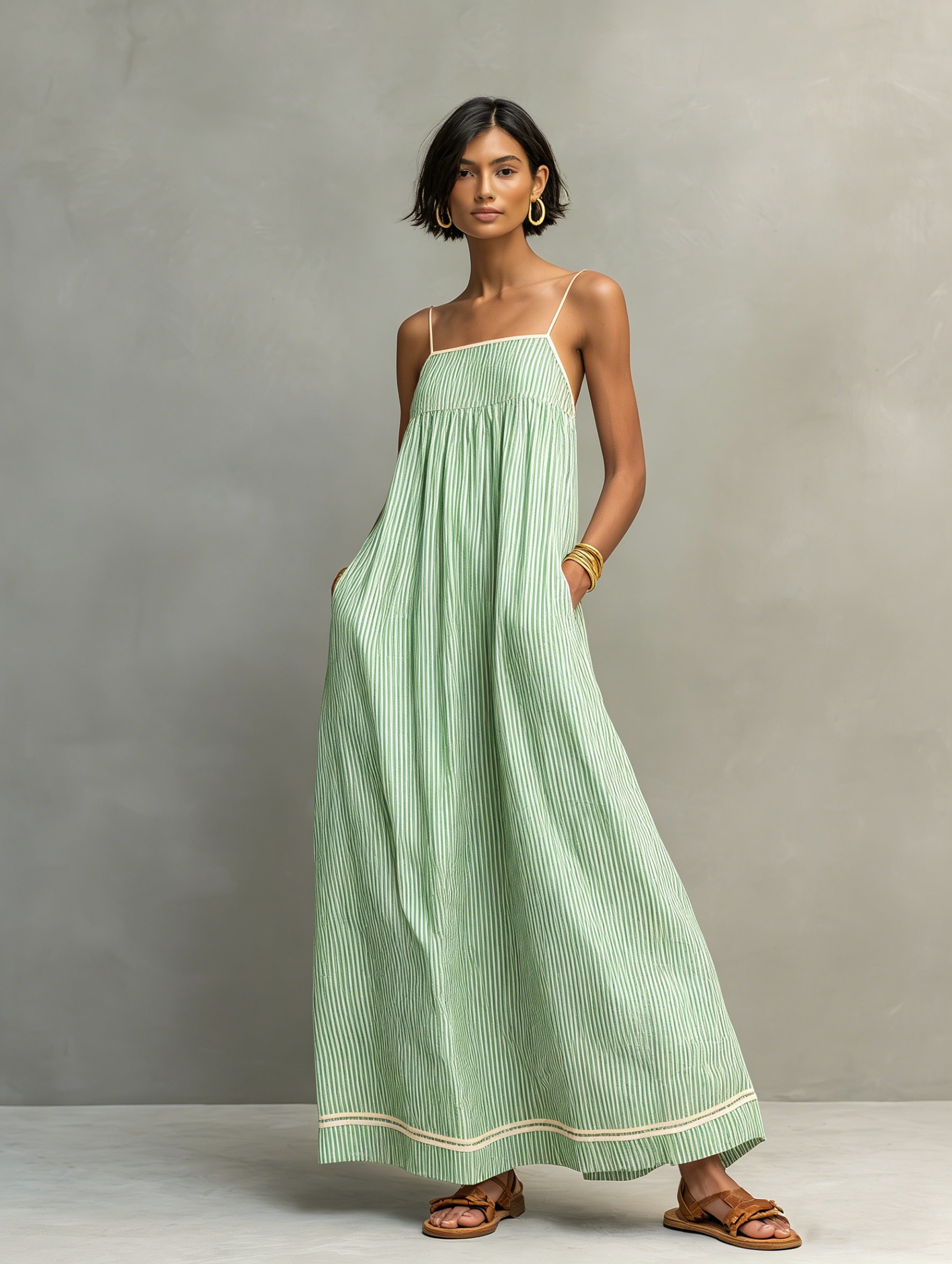 Amelia | Minimalist Striped Maxi Dress