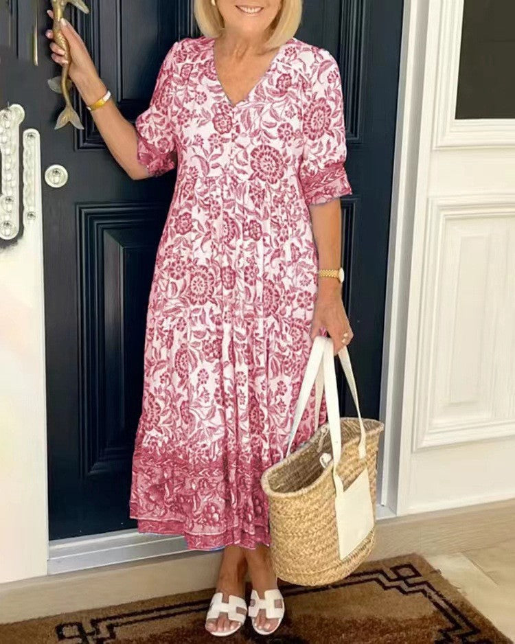 Ellie | Elegant Floral V-Neck Dress