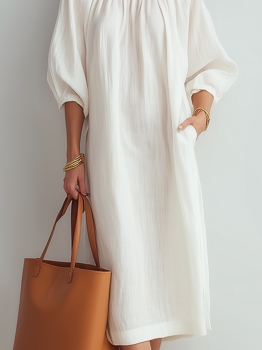 Ysabella | Relaxed Cream Midi Dress