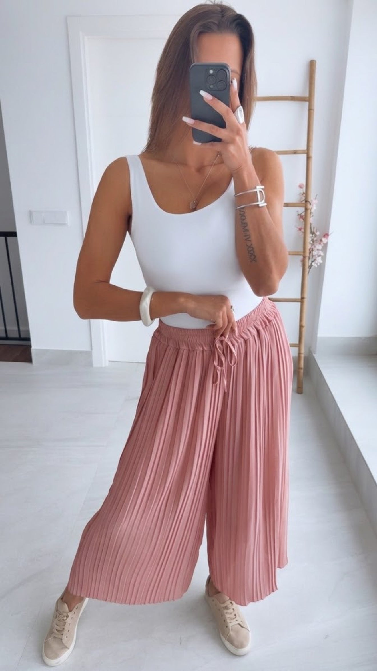 Freya | Rose Pink Pleated Summer Pants