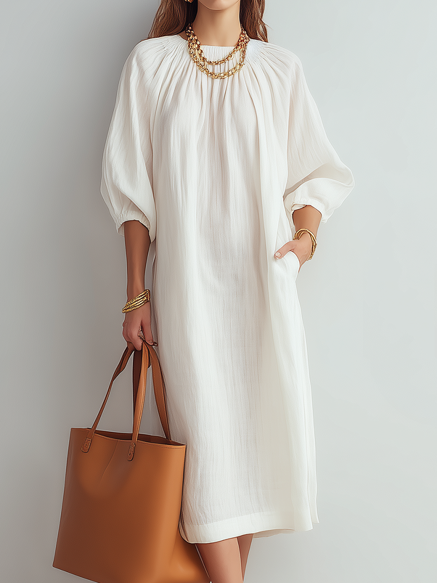 Ysabella | Relaxed Cream Midi Dress