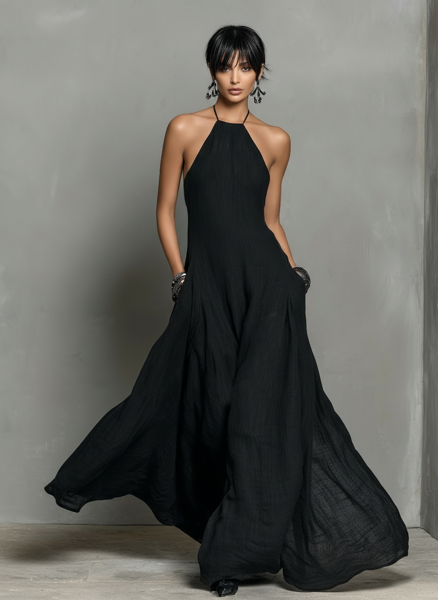Elina | Minimalist Halter Maxi Dress