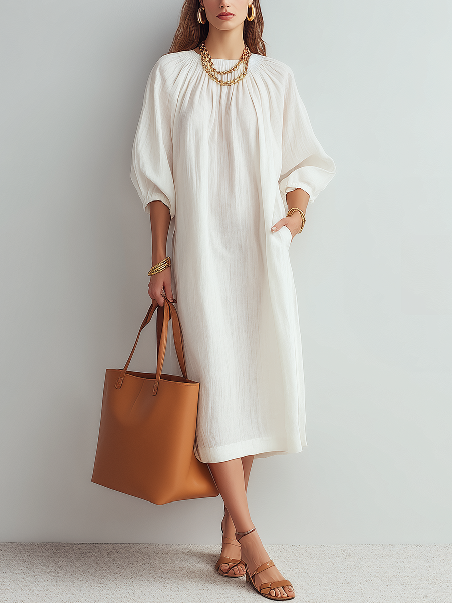 Ysabella | Relaxed Cream Midi Dress