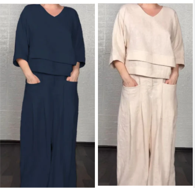 Liza | V-Neck Top and Ttrouser Set