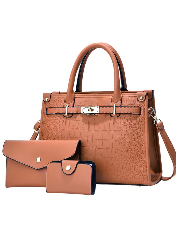 Dorothy | Croco Embossed Crossbody Handbag Set - Rusty Orange