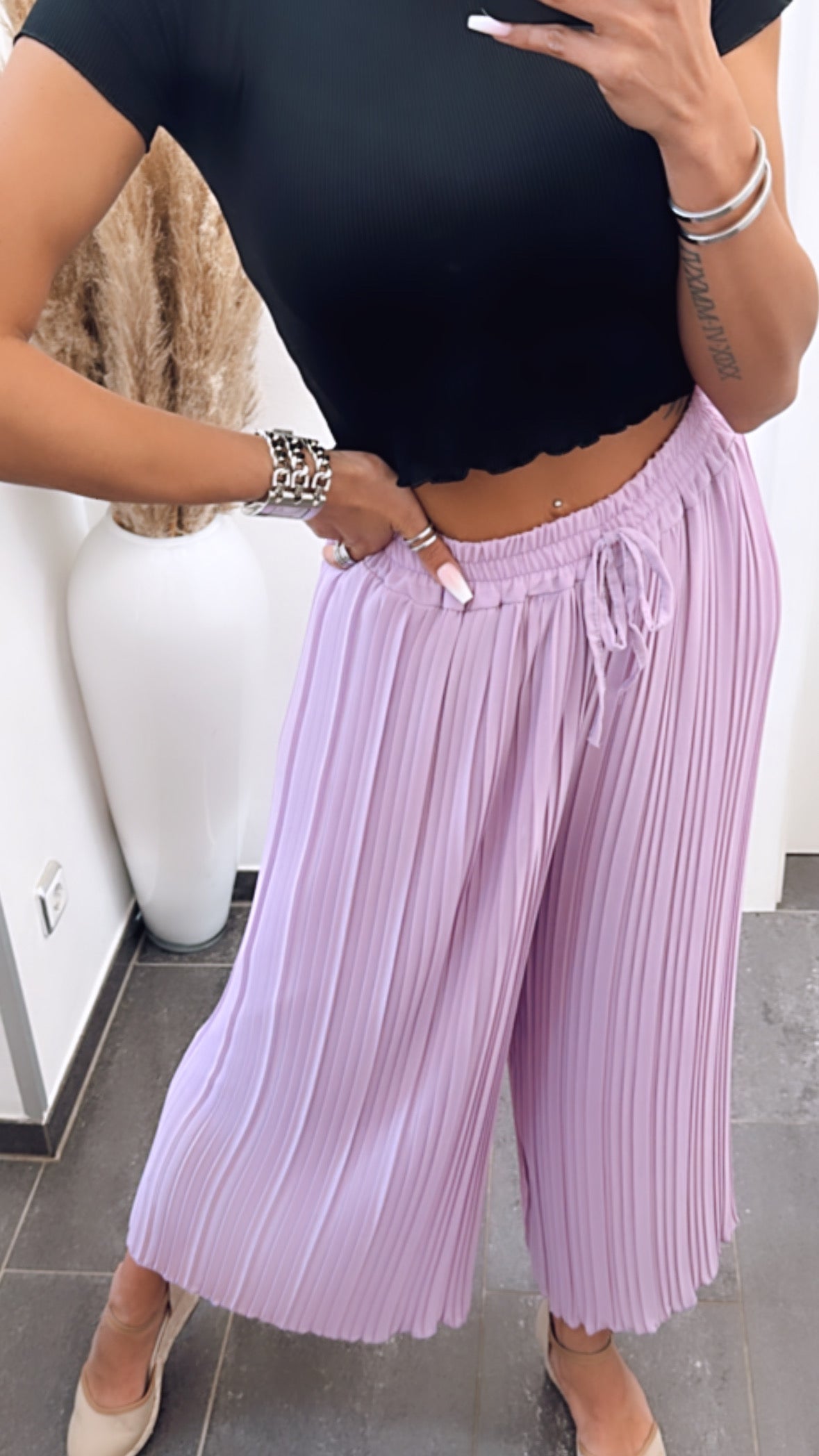 Hannah | Purple Pleated Summer Pants