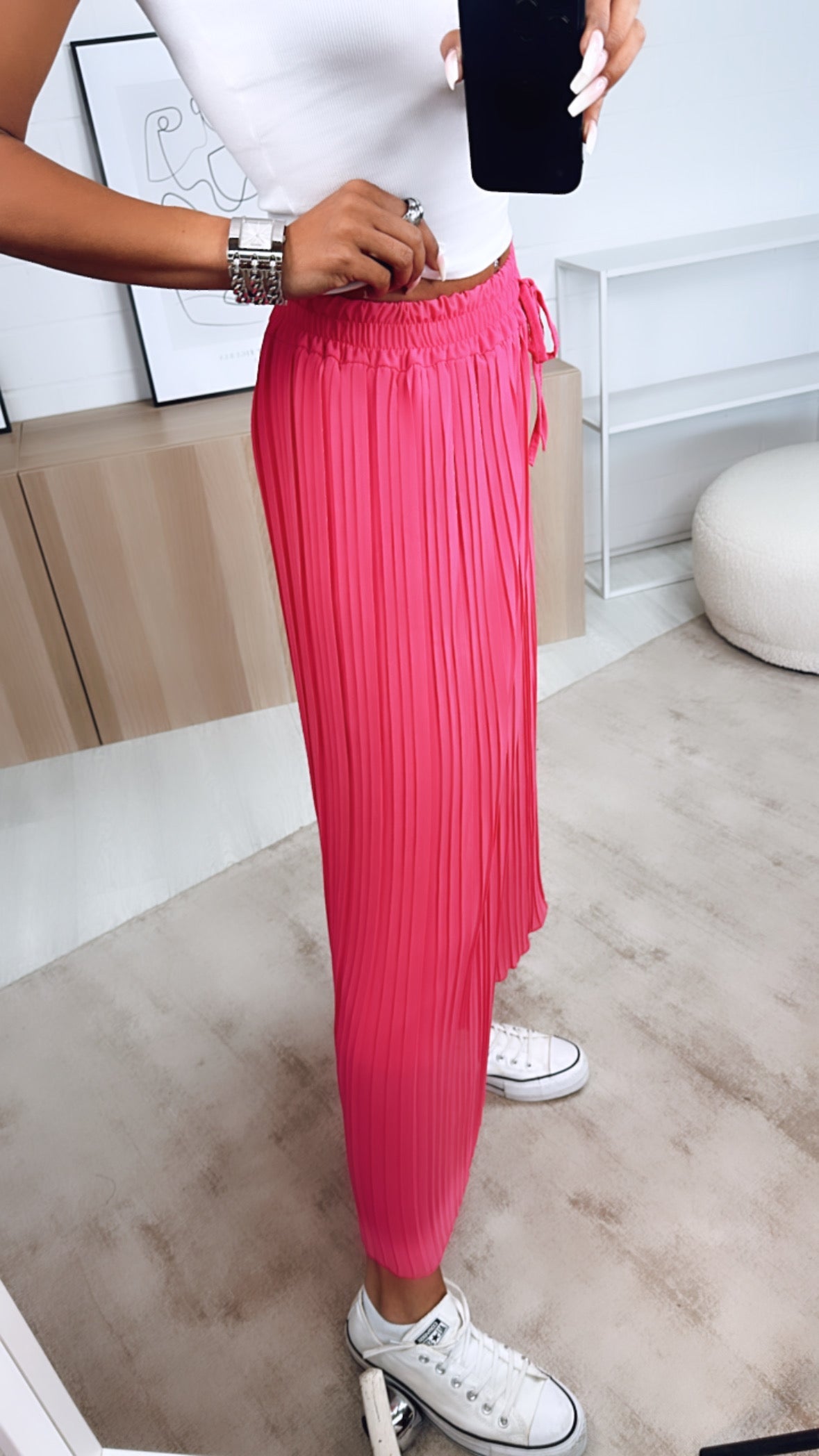 Lucy | Dark Pink  Pleated Summer Pants