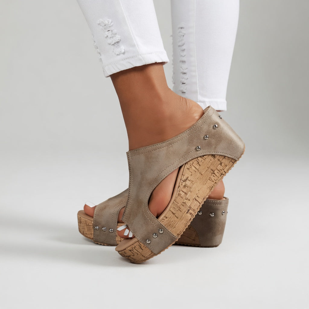 Gina | Relaxed Cork Mule Heels