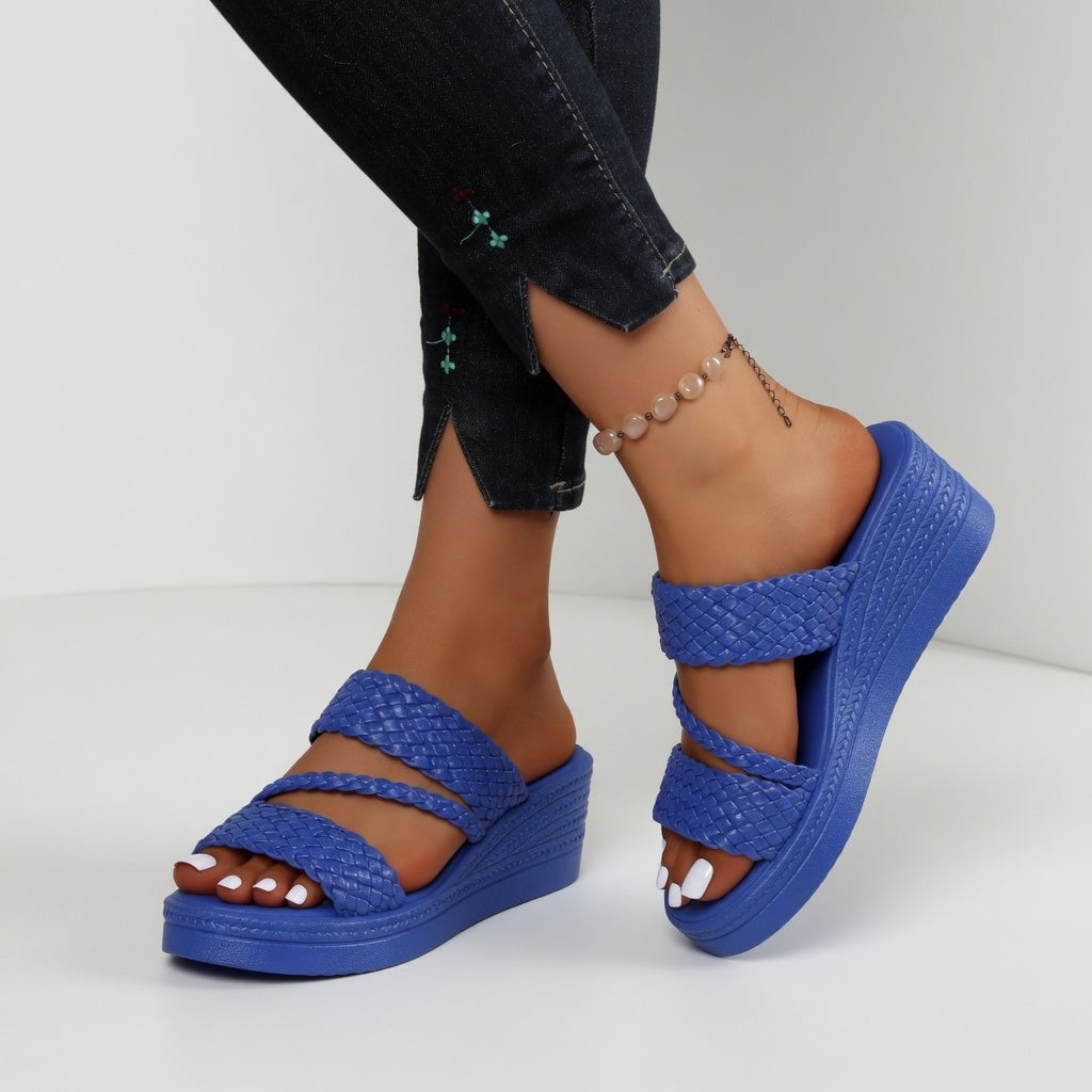 Amelie | Braided Wedge Slide Sandals