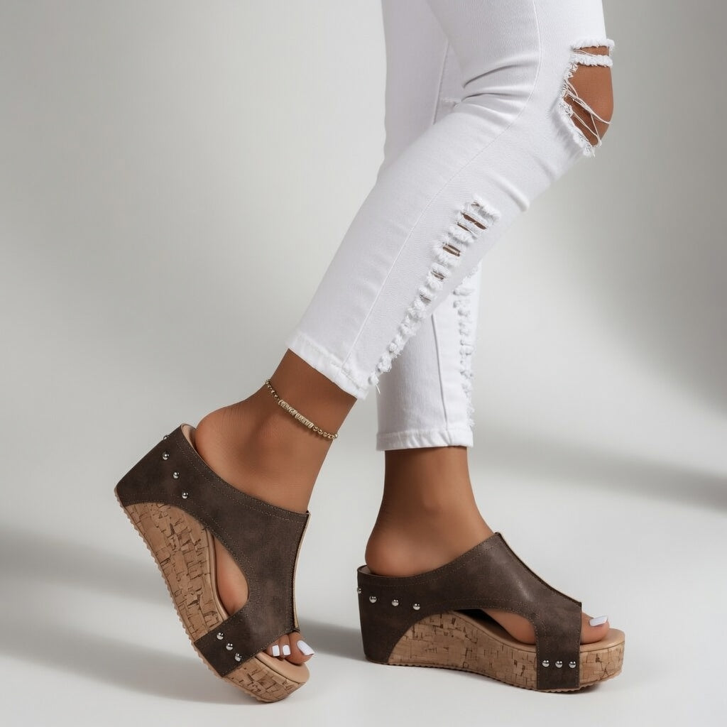 Gina | Relaxed Cork Mule Heels