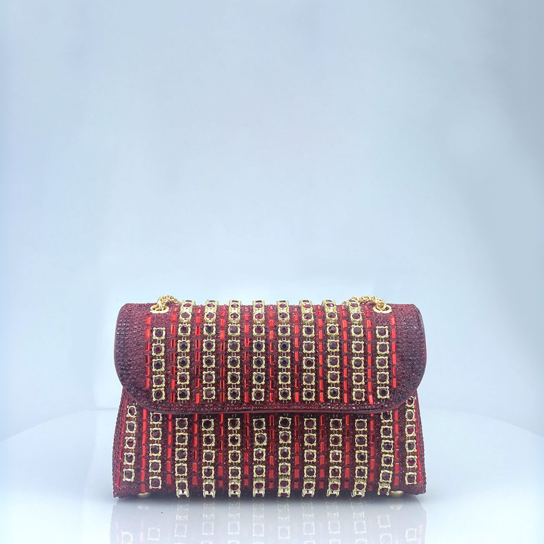 Beverly | Diamond Chain Shoulder Bag - Claret