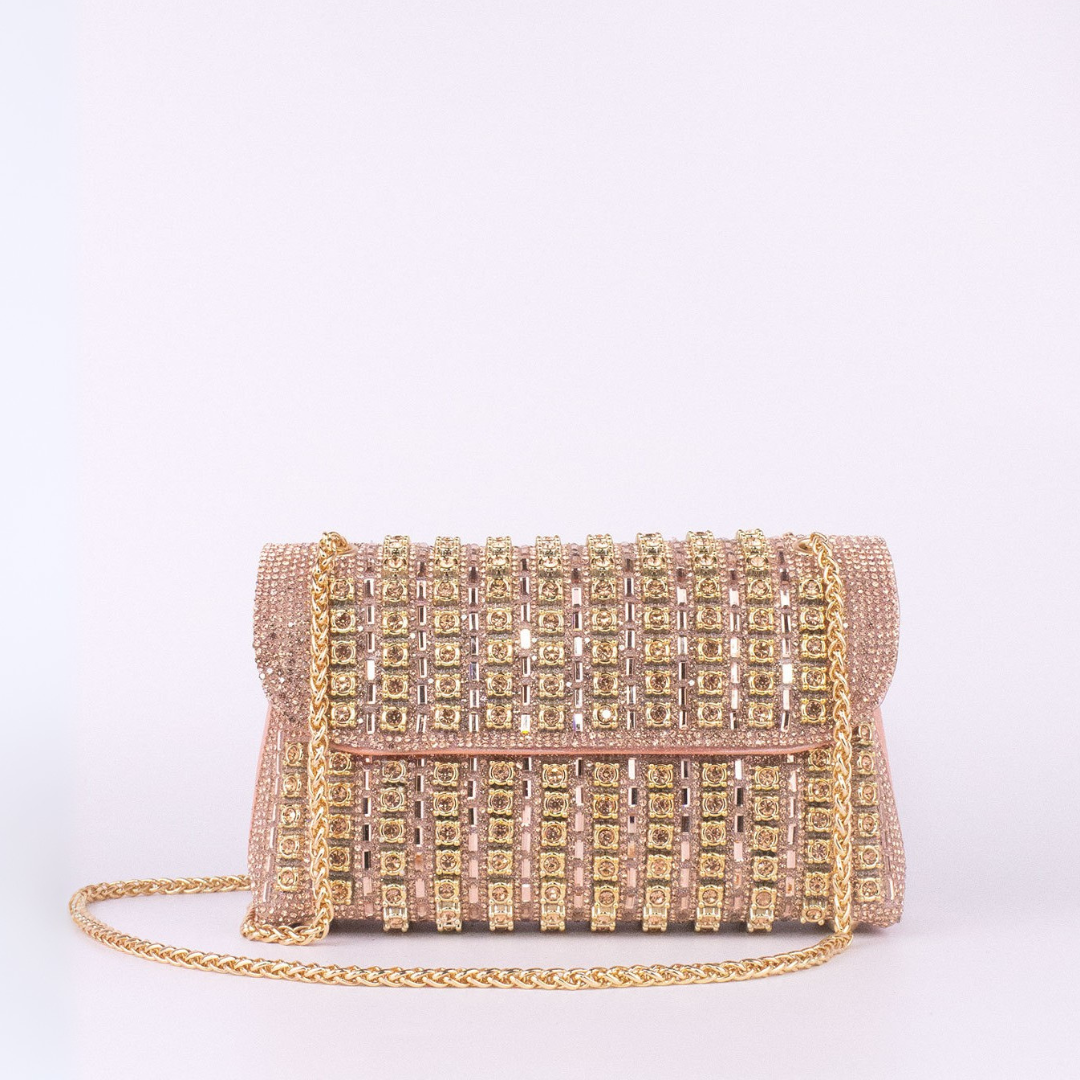 Beverly | Diamond Chain Shoulder Bag - Pink