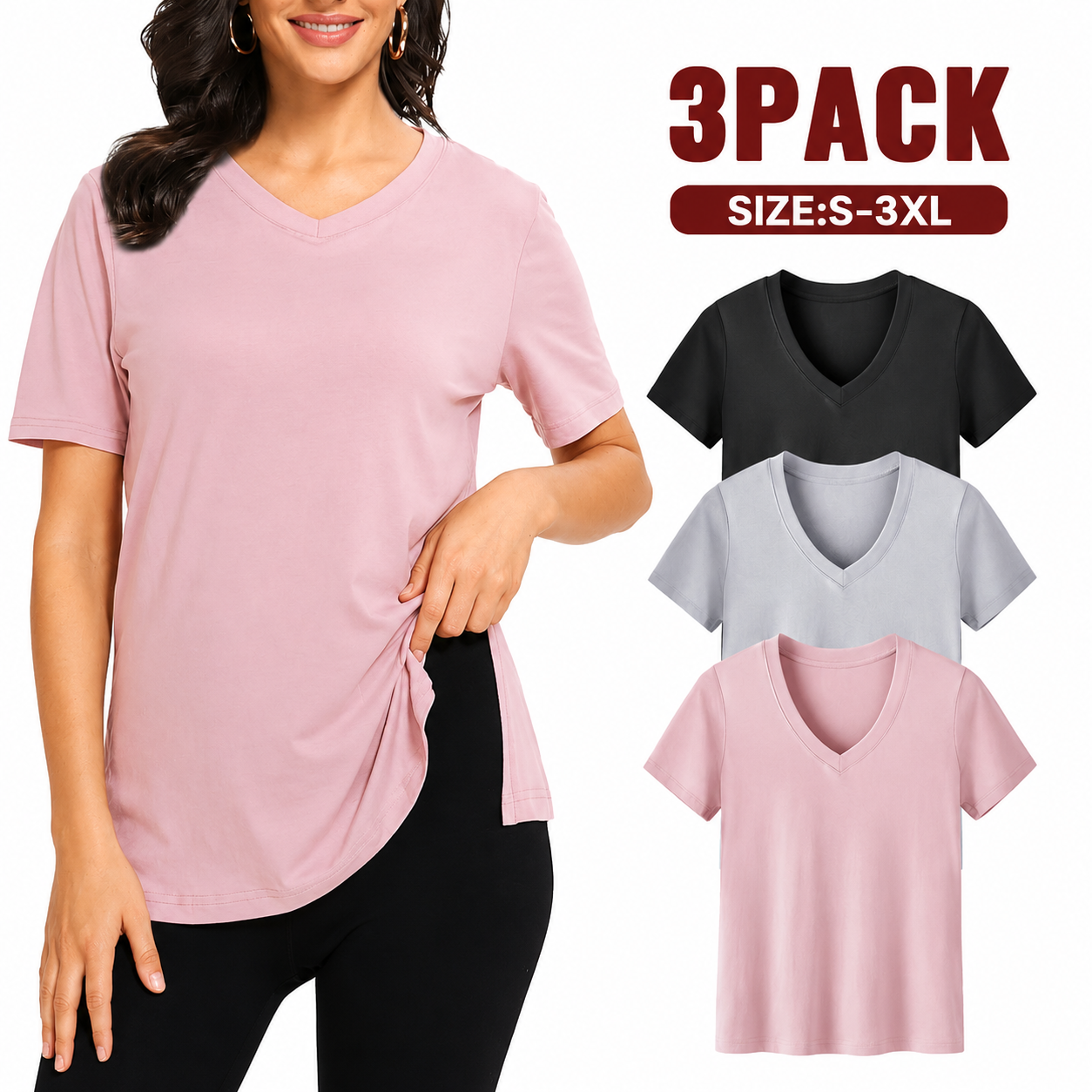 Selena™ | Casual Loose Fit Tee (Pack of 3)