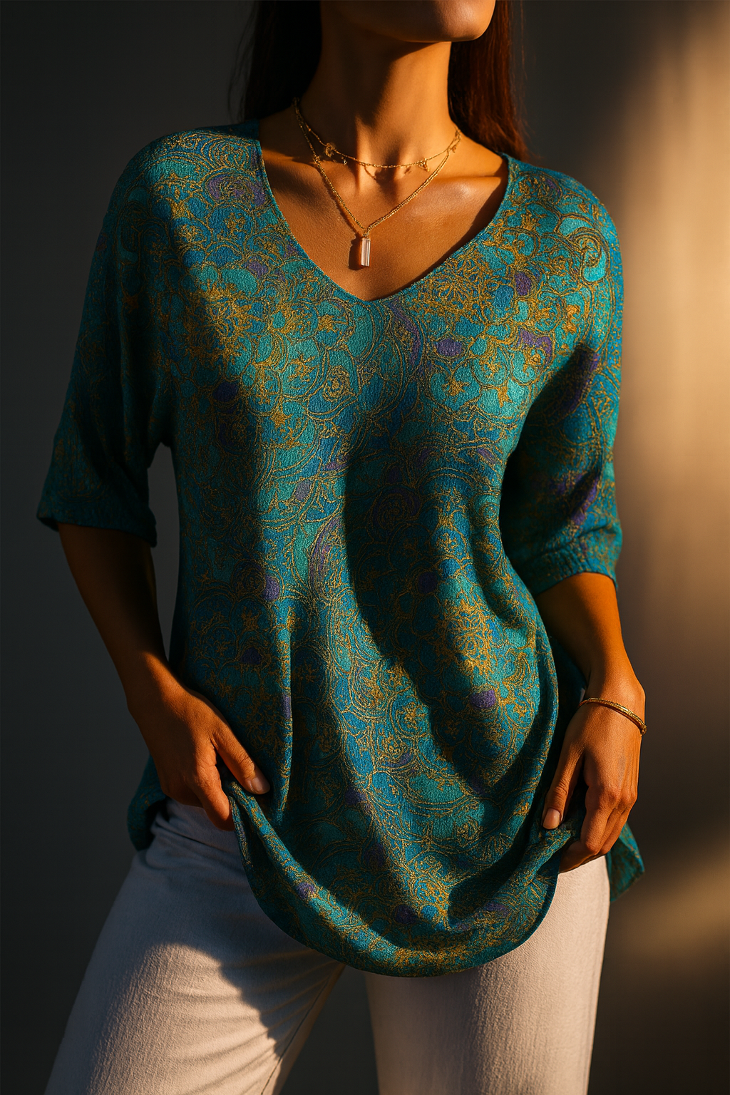 Lisa | Women's Retro Art Print Casual Pullover Knit