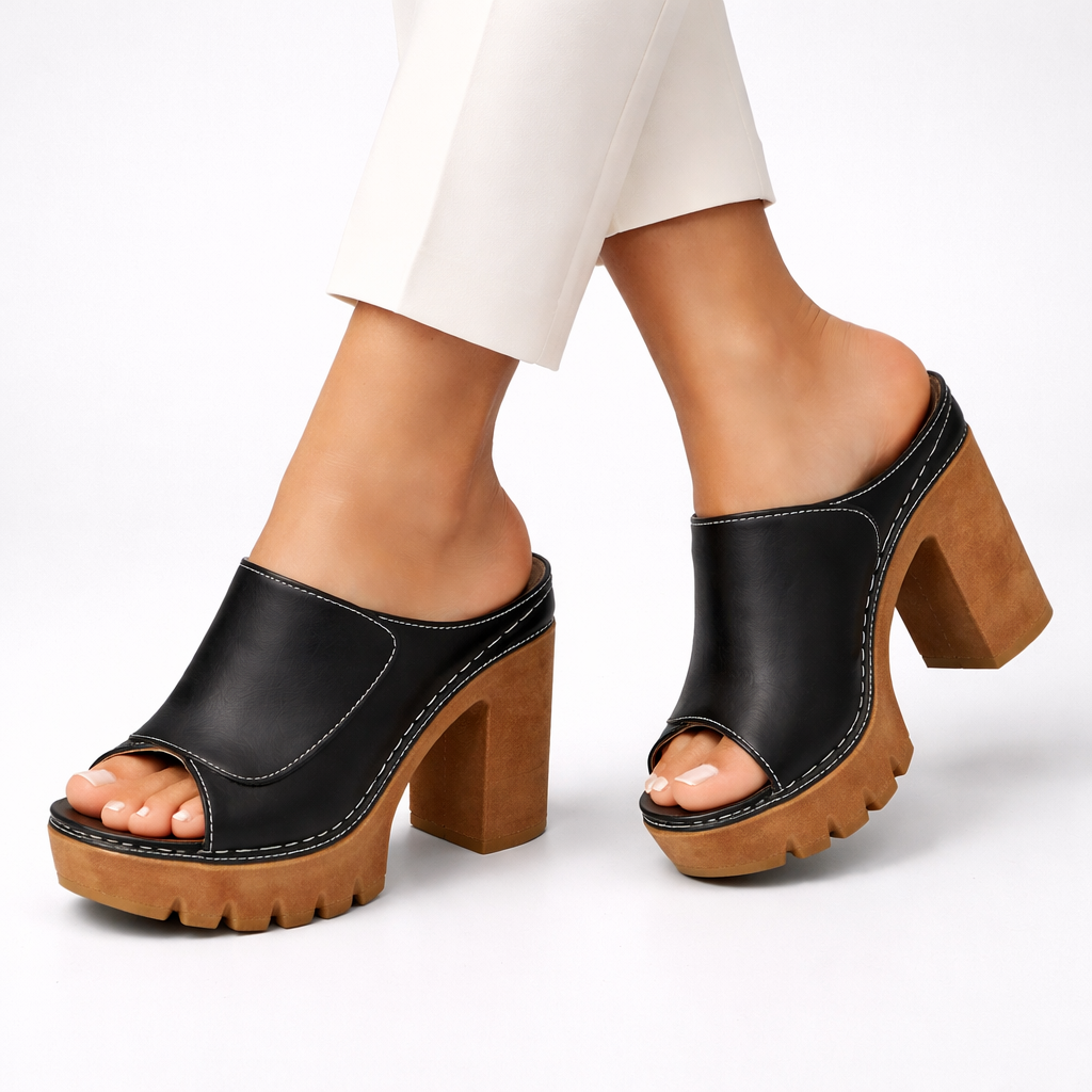 Demi | Elegant Platform Mule Heels