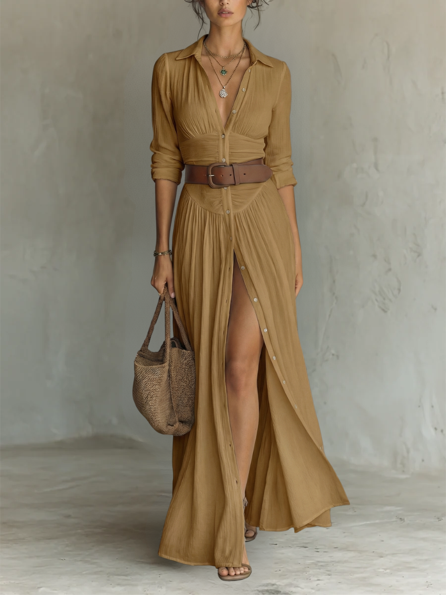 Melissa | Elegant Linen Maxi Dress