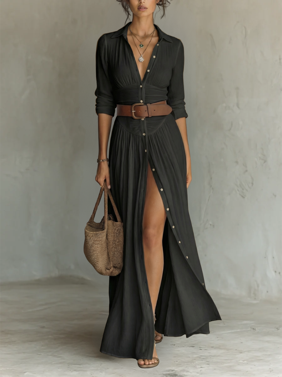 Melissa | Elegant Linen Maxi Dress