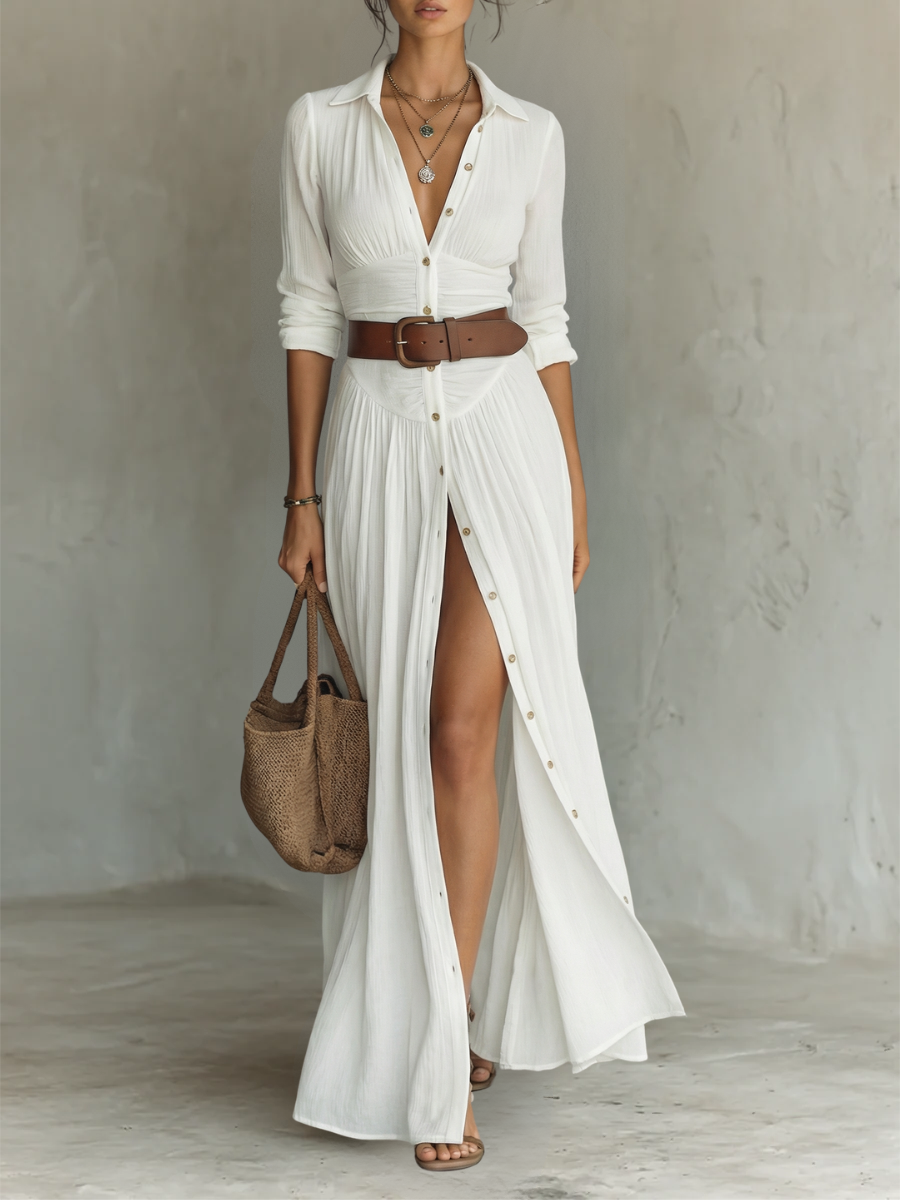 Melissa | Elegant Linen Maxi Dress