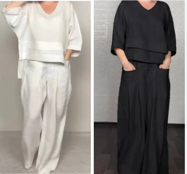 Liza | V-Neck Top and Ttrouser Set