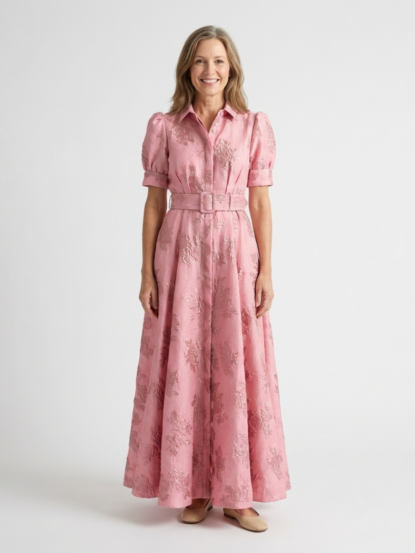 Xanthea | Short Sleeve Belted Floral Maxi Dress